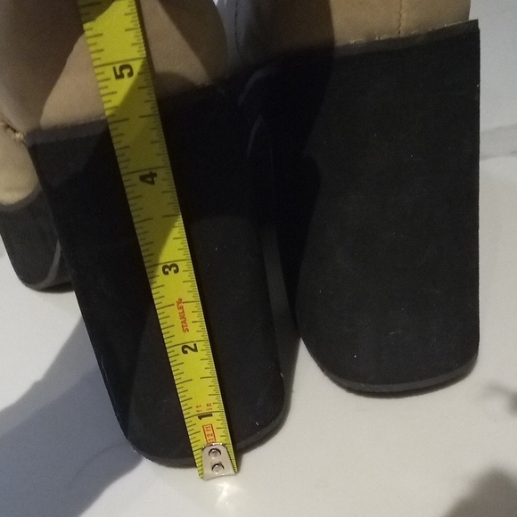 Y2K Platform Lace-Up Ankle Boots Chunky Heel Square Toe Tan Sz 6.5 - Picture 5 of 9